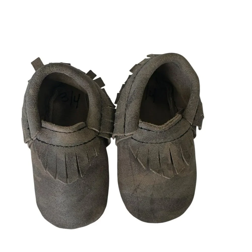 Hip Harp Leather Baby Moccasin Trainer Shoe Fringe Size 3/4